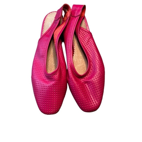 Anthropologie Farylrobin Kymeni Slingback Flats Pink Perforated Leather Size 37 - Picture 3 of 8